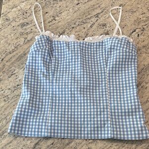 Zara Light Blue Checkered Tank Top